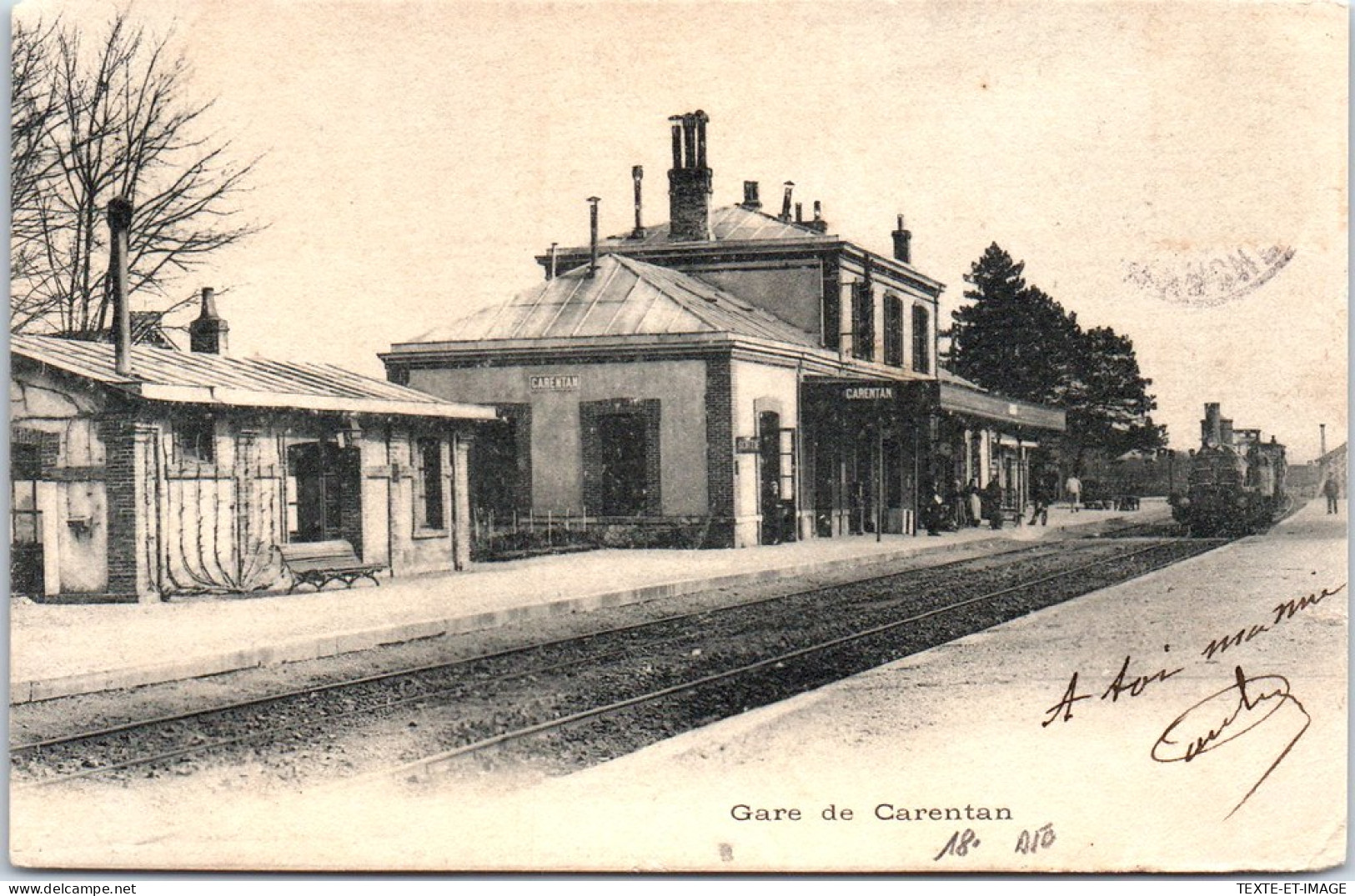 50 CARENTAN - Vue De La Gare, Arrivee D'un Train. - Carentan