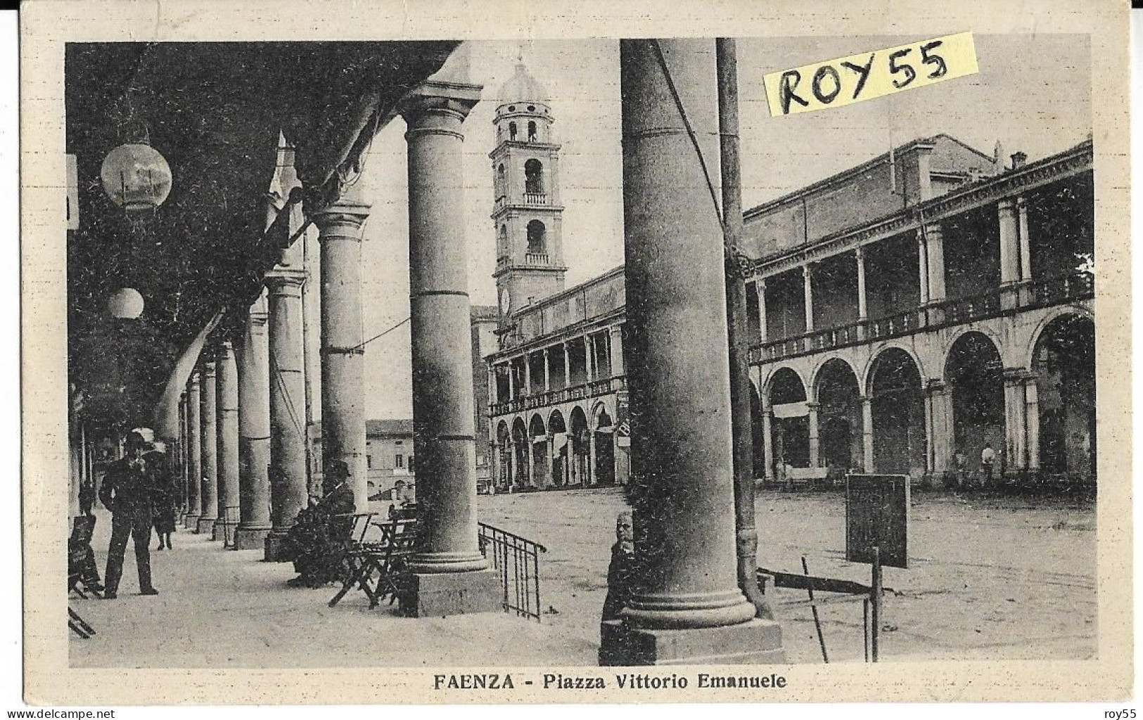 Emilia Romagna-faenza Piazza Vittorio Emanuele Animata Veduta Piazza Fine Anni 20 Da Sotto I Portici (f.picc./v.retro) - Faenza