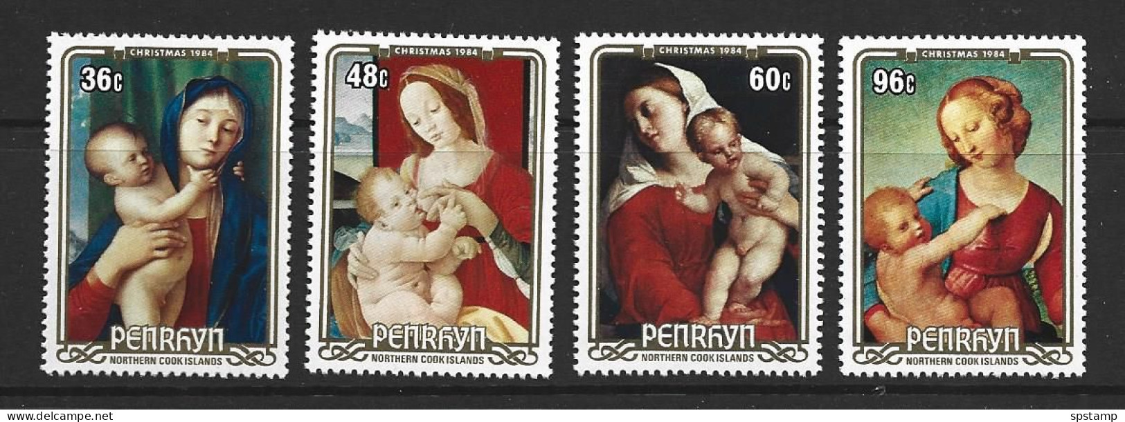 Penrhyn Island 1984 Christmas Paintings Virgin & Child Set Of 4 MNH - Ships