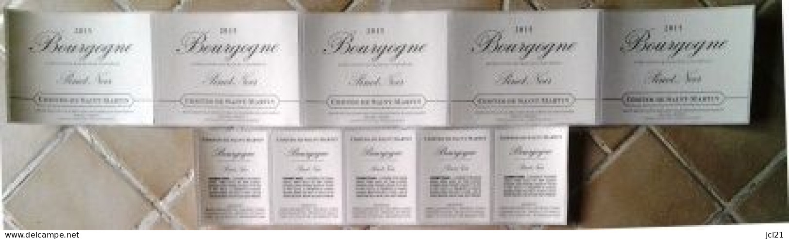 Lot De 5 étiquettes Contre étiquettes " Bourgogne PINOT NOIR 2015 " Comtes De St Martin Beaune [_ev296] - Bourgogne