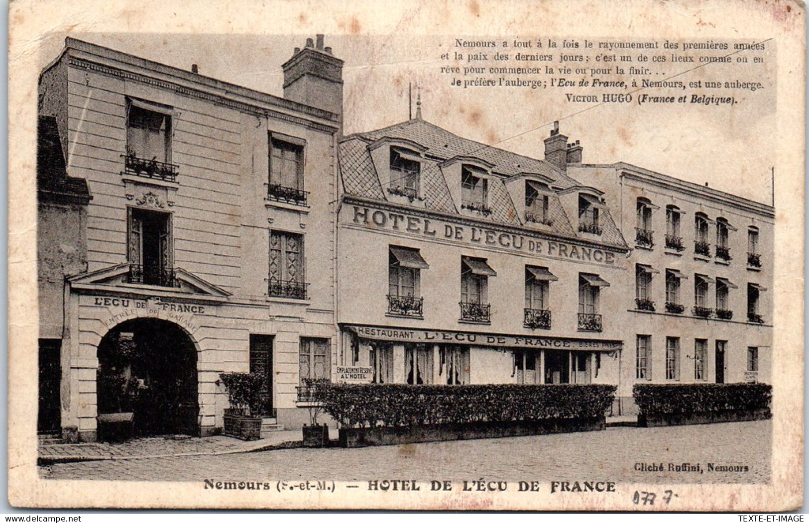 77 NEMOURS - L'hotel De L'ecu De France. - Nemours