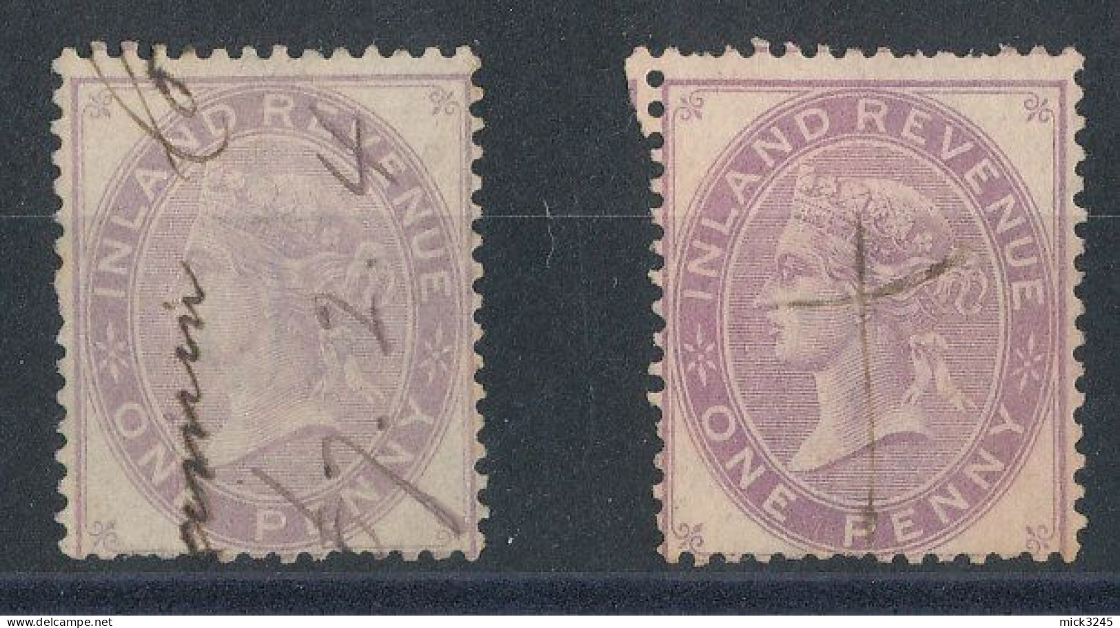 Grande-Bretagne N°5 Et 6 FP  1p Violet De 1871 Et 1881 - Fiscale Zegels
