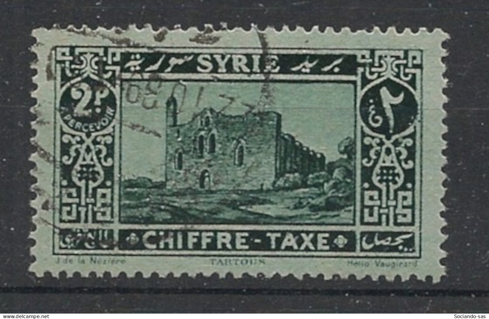 SYRIE - 1925-31 - Taxe TT N°YT. 34 - Tartous 2pi Noir Sur Bleu - Oblitéré / Used - Oblitérés