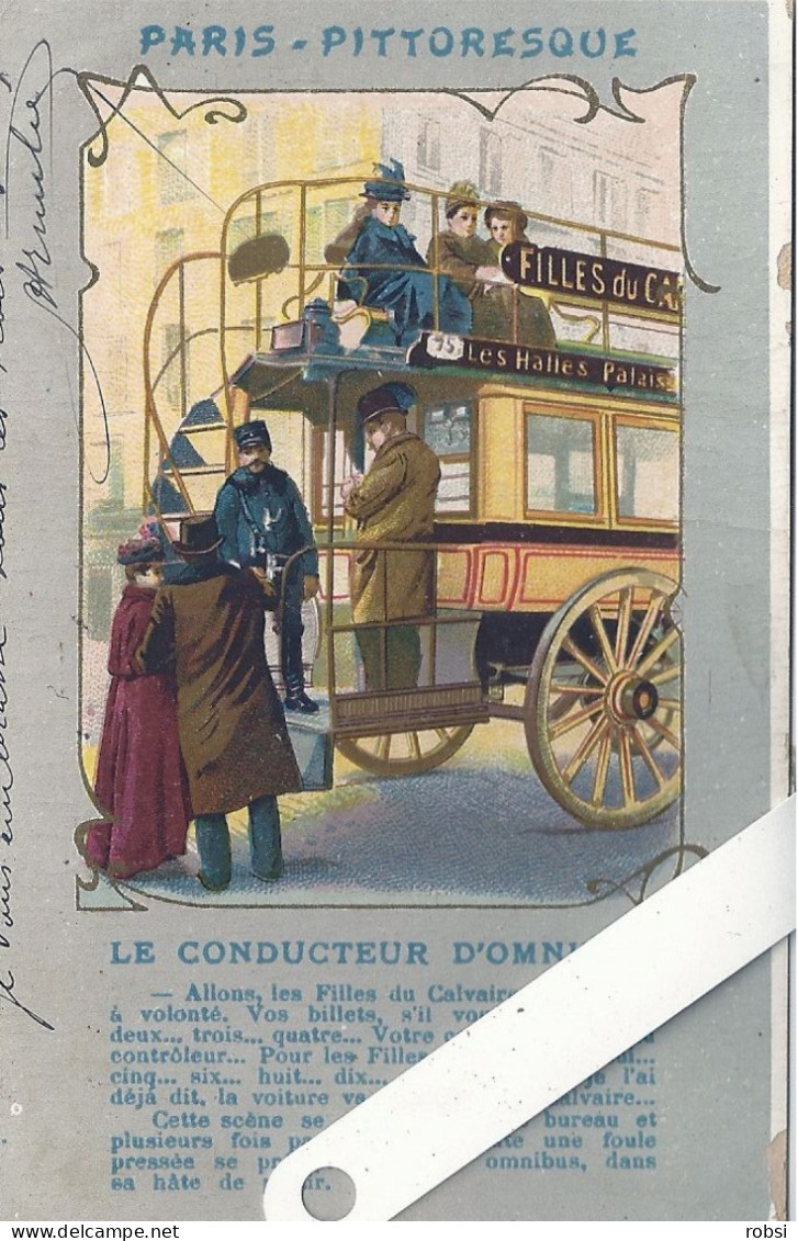 75 Paris, Pittoresque Avec Légende,  Le Conducteur D'Omnibus, D 2489  Ed Kunzli - Straßenhandel Und Kleingewerbe