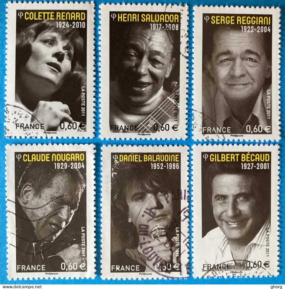 France 2011 : Grands Noms De La Chanson Française N° 4605 à 4610 Oblitéré - Used Stamps