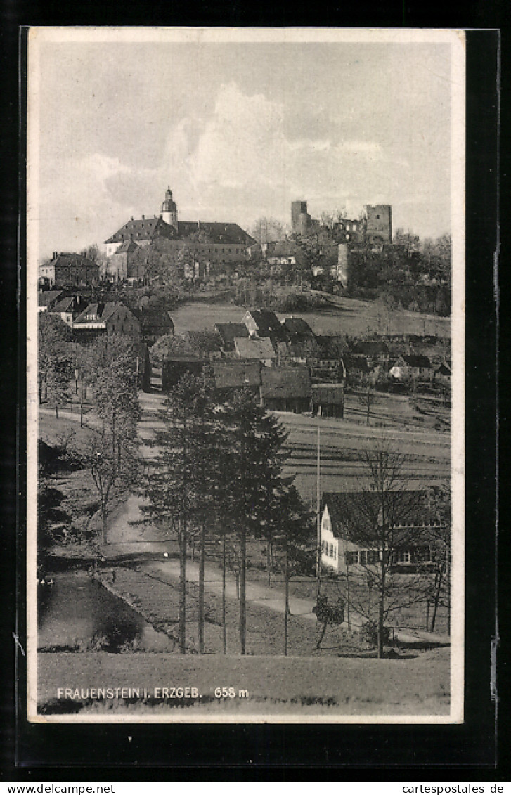 AK Frauenstein I. Erzgeb., Ortsansicht Mit Burgruine  - Frauenstein (Erzgeb.)