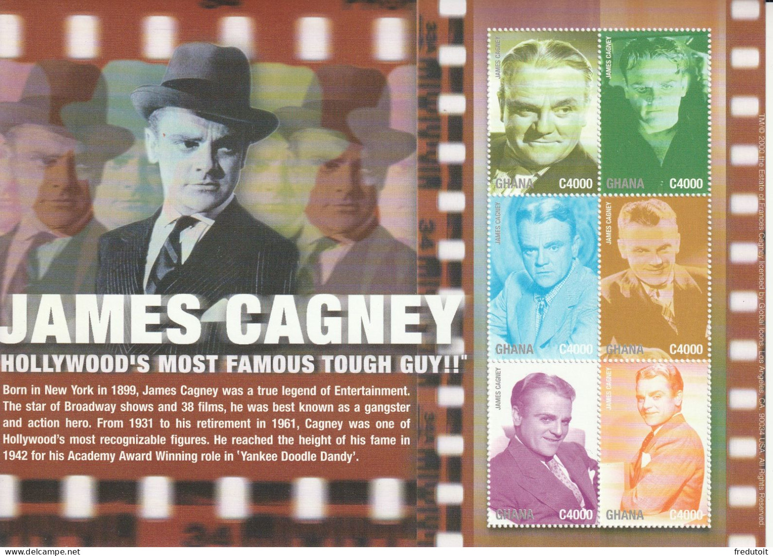 GHANA - N°2651/6 ** (2001) Cinéma : Acteur James Cagney - Ghana (1957-...)