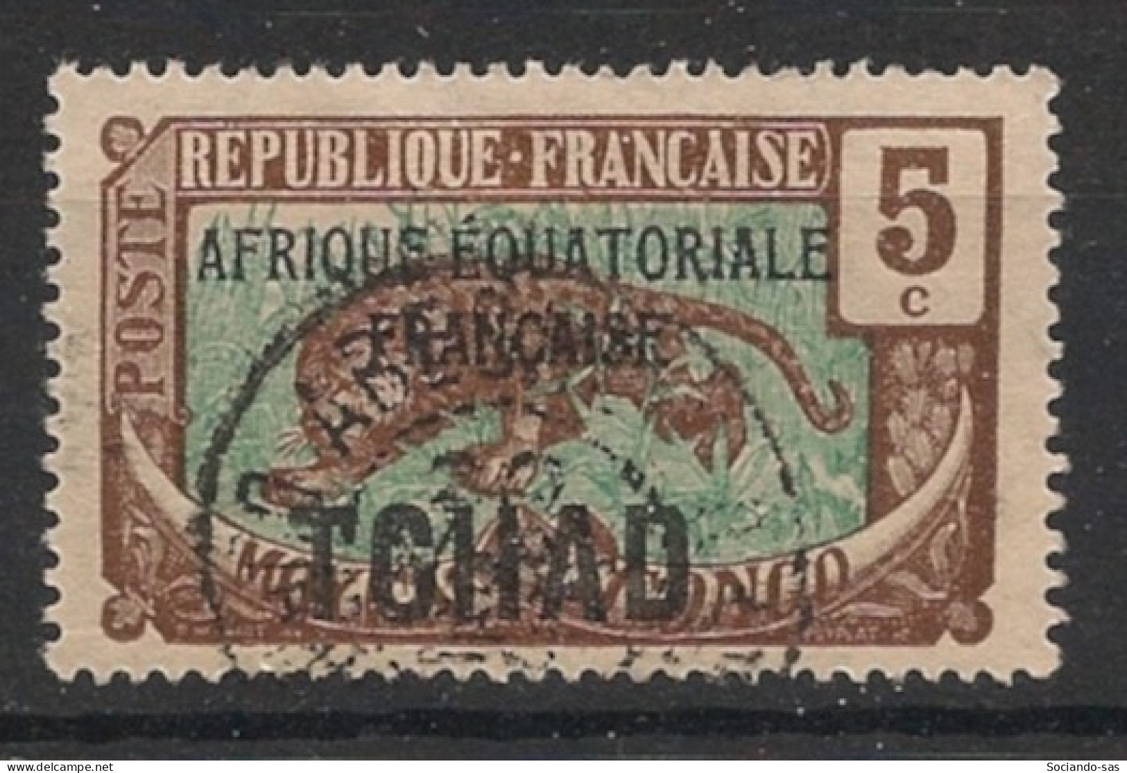 TCHAD - 1924 - N°YT. 22 - Panthère 5c - Oblitéré / Used - Used Stamps