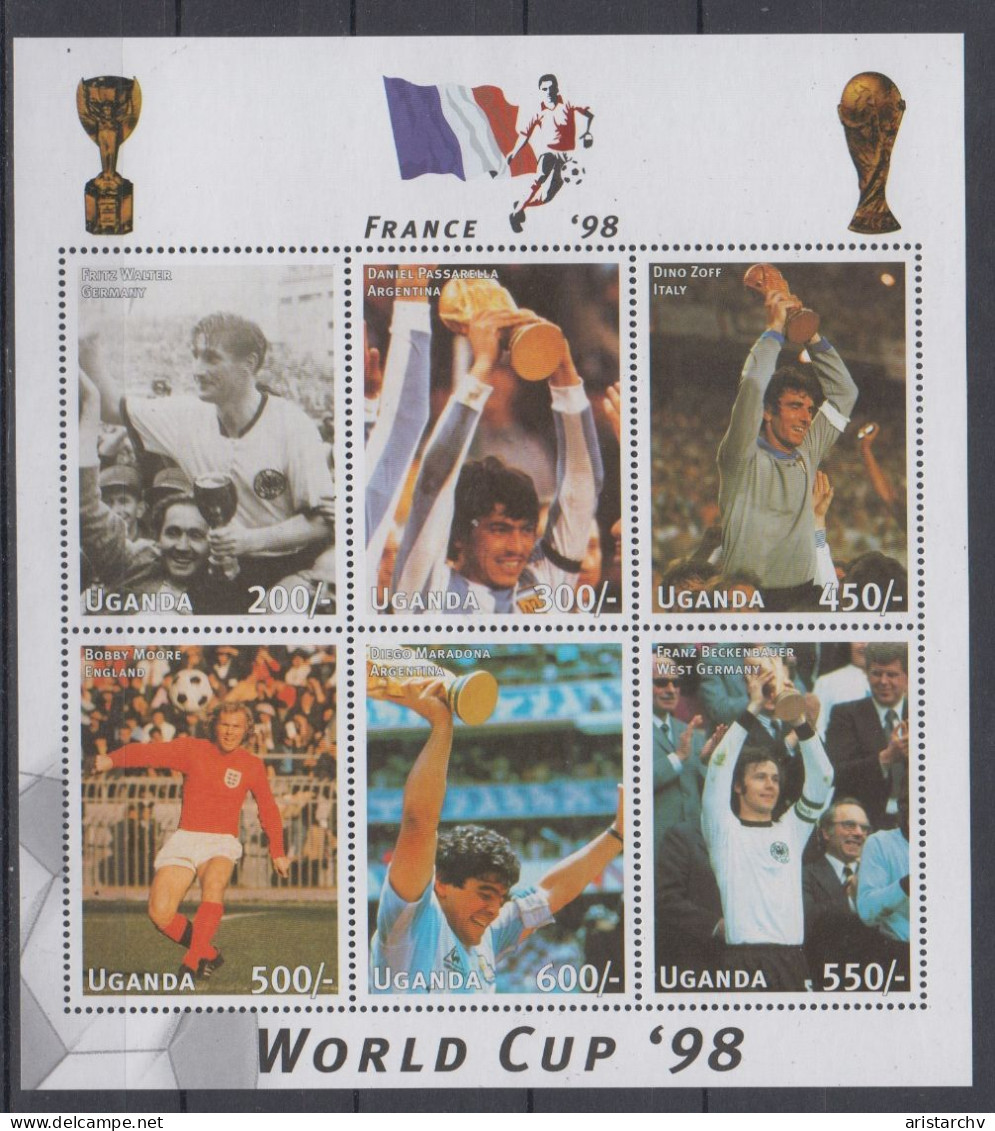 UGANDA 1998 FOOTBALL WORLD CUP 2 S/SHEETS AND 3 SHEETLETS - 1998 – France