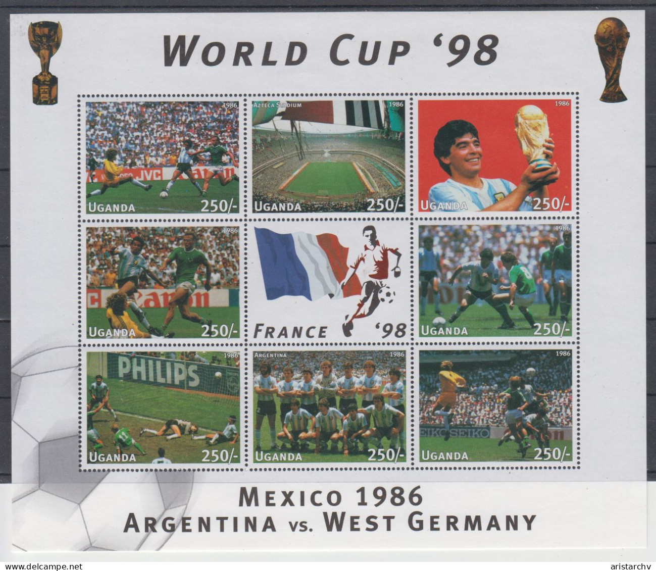 UGANDA 1998 FOOTBALL WORLD CUP 2 S/SHEETS AND 3 SHEETLETS - 1998 – Francia