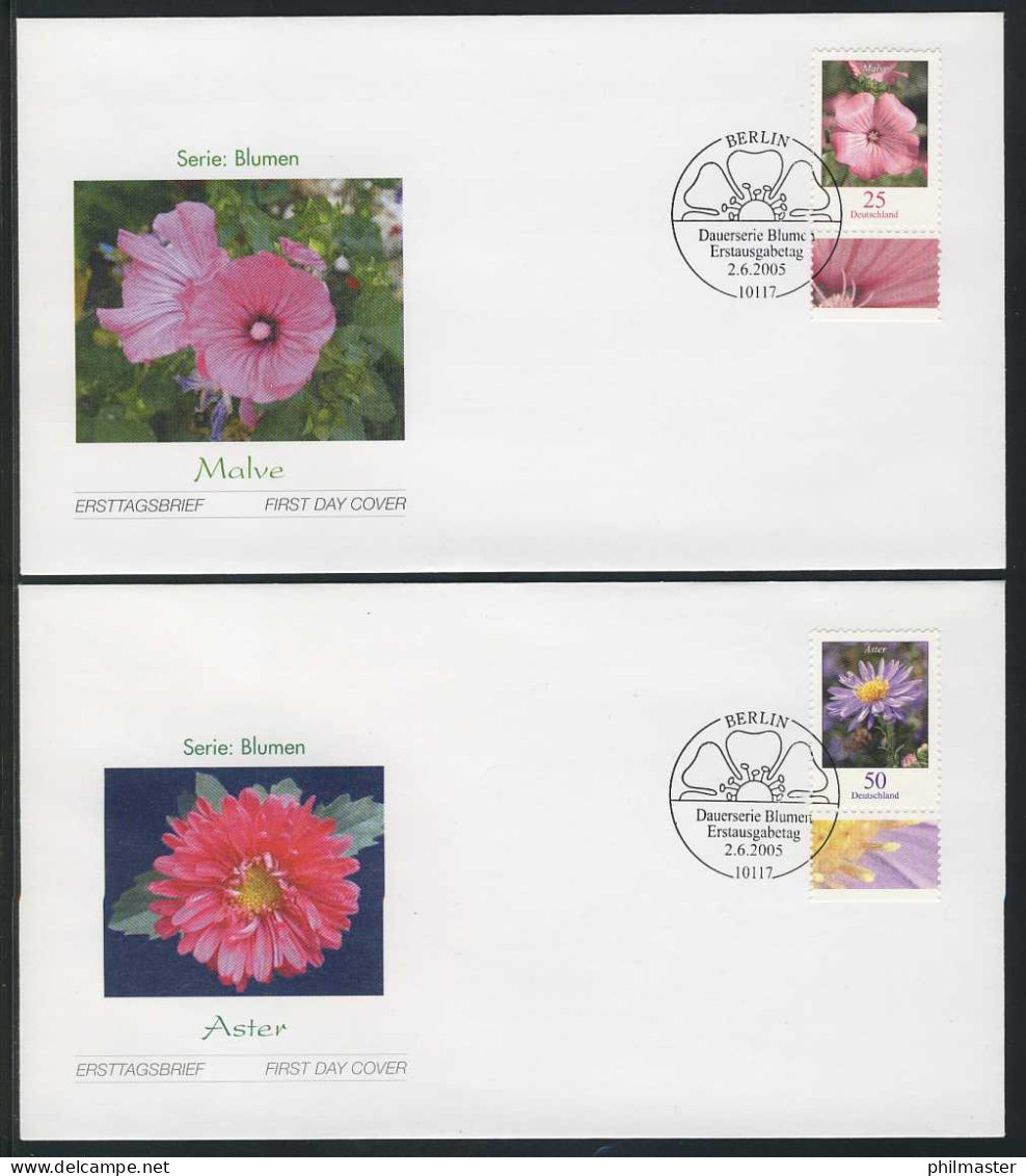 2462-2463 Blumen 0,25 Und 0,50 Euro 2005 Auf 2 FDC ESSt Berlin - Lettres & Documents