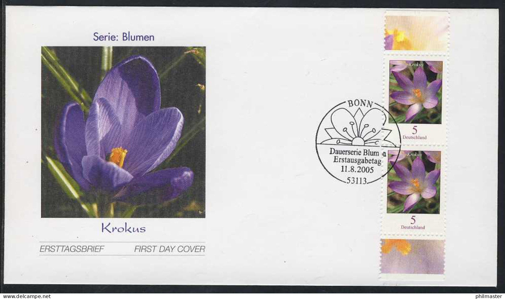 2480A Blume 0,05 Euro Elfenkrokus Auf FDC ESSt Bonn - Lettres & Documents