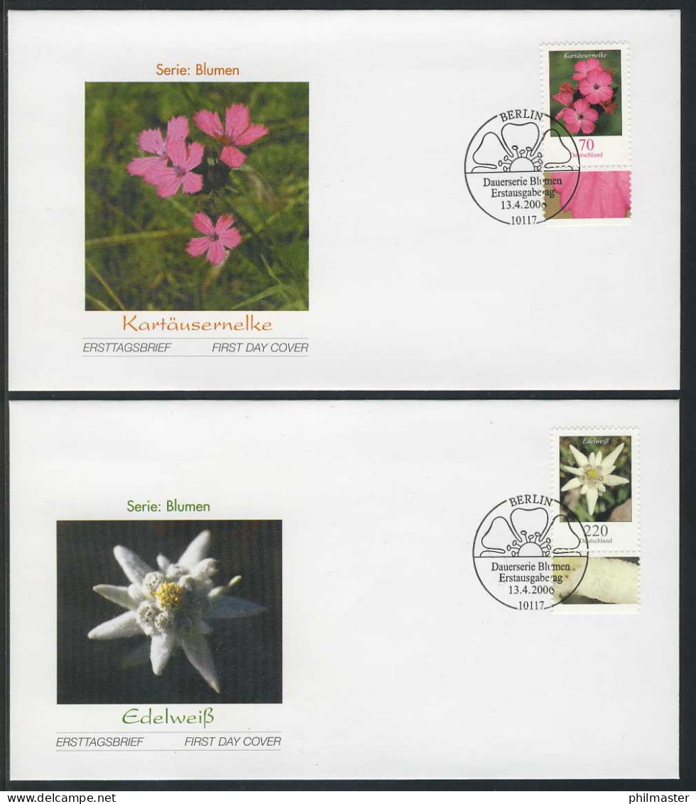 2529-2530 Blumen 0,70 Und 2,20 Euro 2006 Auf 2 FDC Berlin - Briefe U. Dokumente