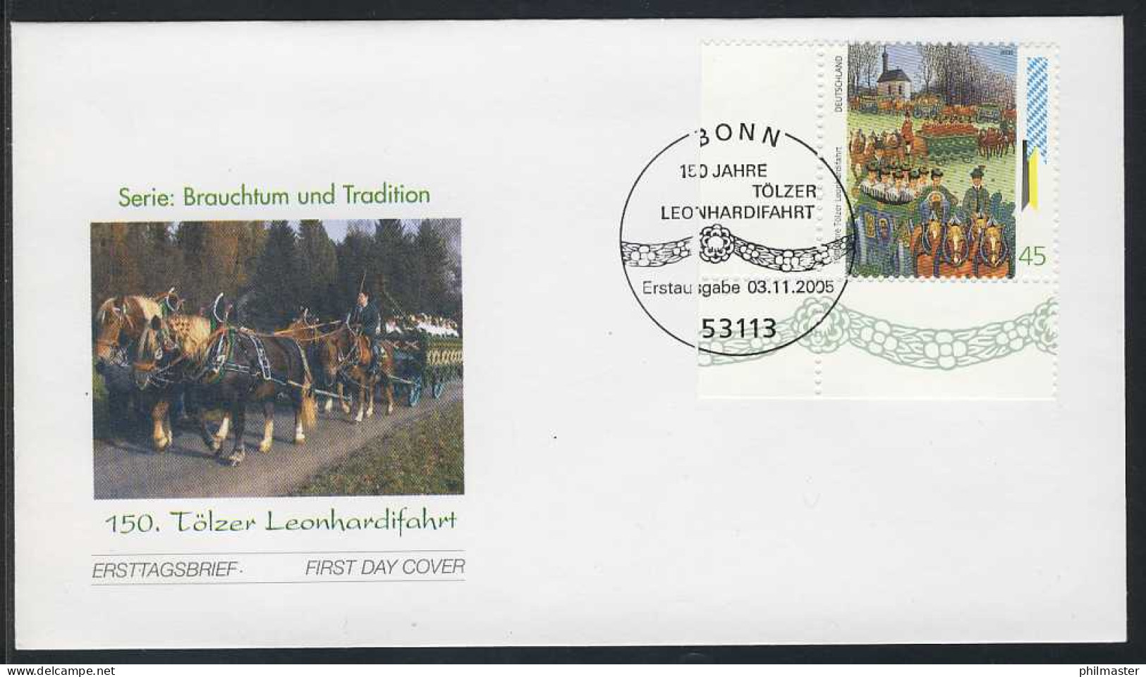 2494 Brauchtum Tölzer Leonhardifahrt Auf FDC Bonn - Storia Postale