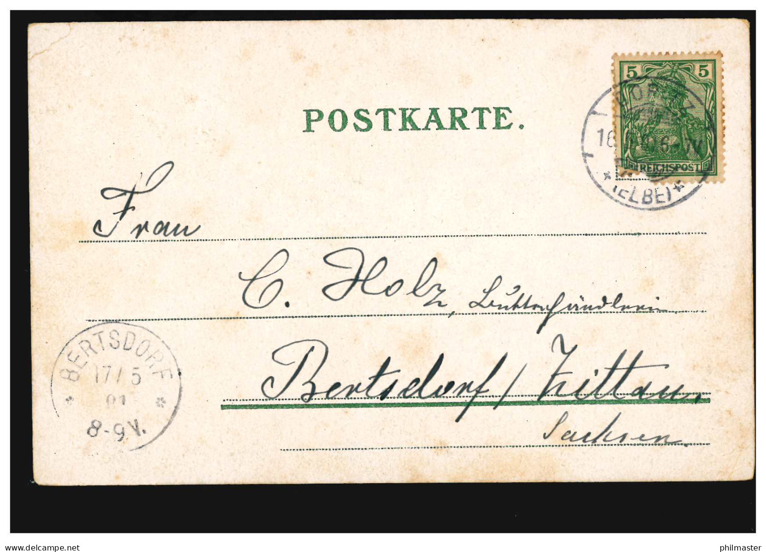 Blumen-AK Blumengebinde Mit Farne COPITZ (ELBE) 16.5.1901 Nach BERTSDORF 17.5.01 - Otros & Sin Clasificación