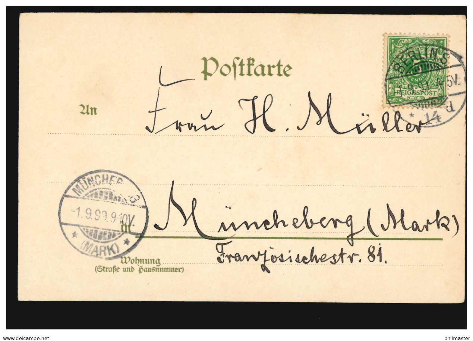 Blumen-AK Nelken, BERLIN S 14 D 1.9.1899 Nach MÜNCHBERG (MARK) 1.9.99 - Autres & Non Classés