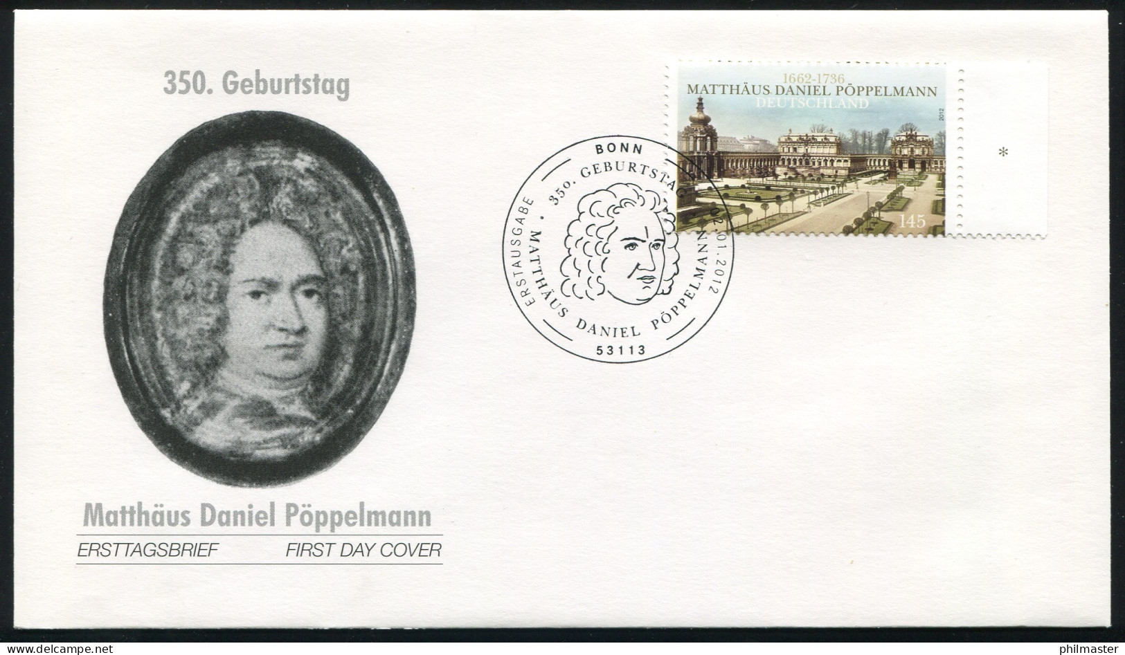 2905 Matthäus Daniel Pöppelmann, FDC Bonn - Cartas & Documentos