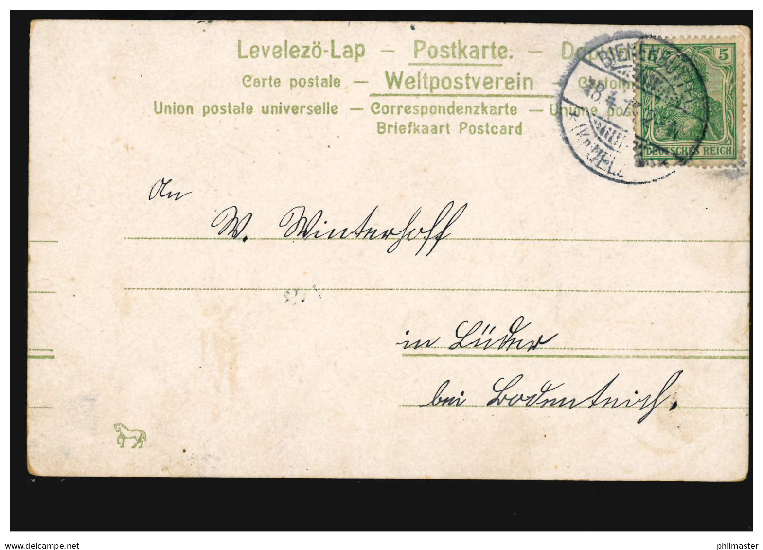 Blumen-AK Gelbe Rosen Mit Veilchen, BIENENBÜTTEL (Kr. UELZEN) 18.4.1913 - Altri & Non Classificati