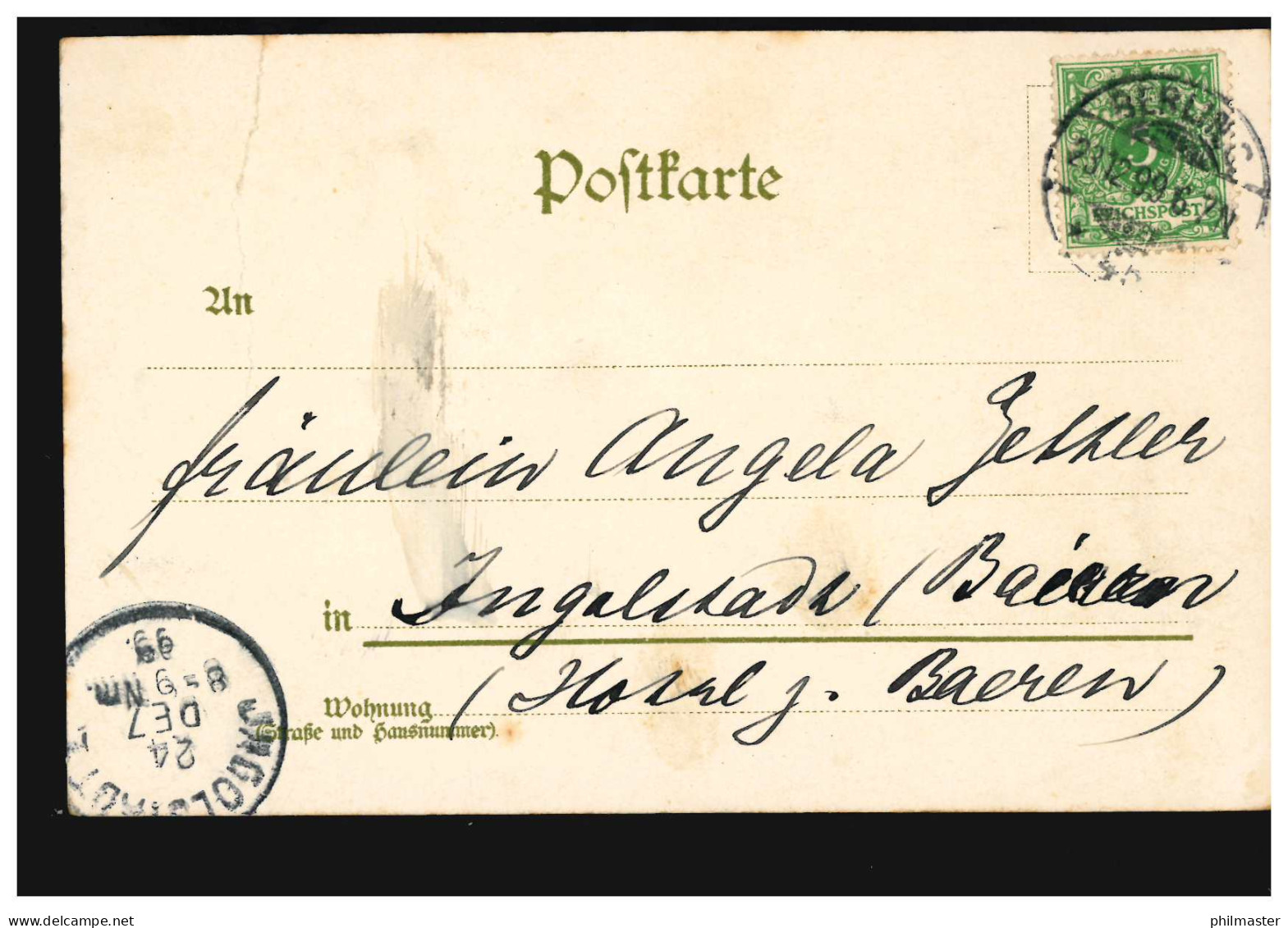 Blumen-AK Verblühender Blumenzweig, BERLIN 23.12.1899 Nach INGOLSTADT 24.12.99 - Altri & Non Classificati