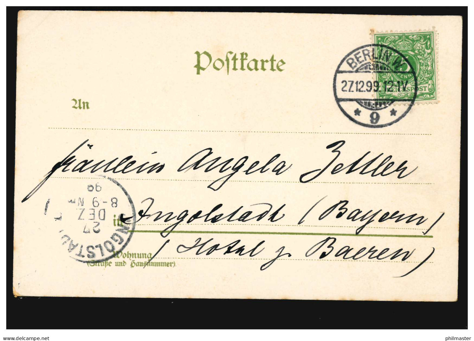 Blumen-AK Veilchen Mit Brief, BERLIN W 9 - 27.12.1899 Nach INGOLSTADT 27.12.99 - Altri & Non Classificati