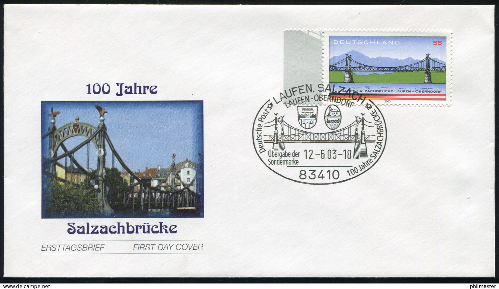 2345 Salzachbrücke - Nassklebend Auf FDC Laufen/Salzach - Covers & Documents