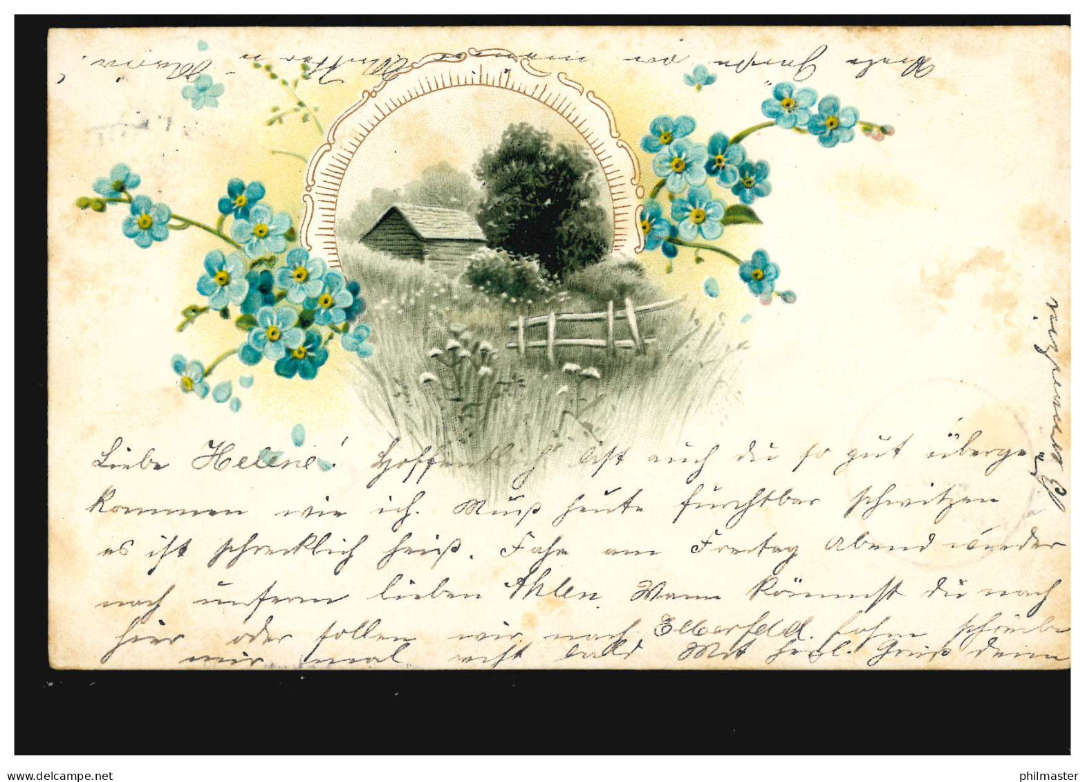 Blumen-AK Landschaftsbild Mit Veilchen, BOCHUM 1 H 1.6.1903 Nach ESSEN 1.6.03 - Autres & Non Classés