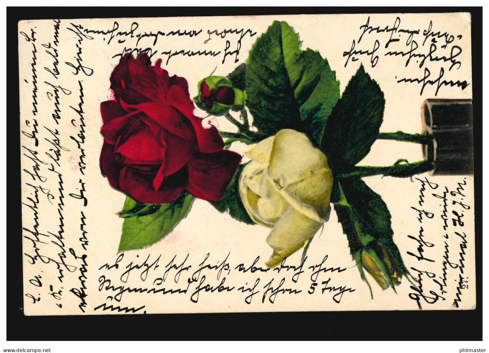 Blumen-AK Rote Und Weiße Rose, GRAFRATH 4.9.1903 Nach ESSEN 4.9.03 - Autres & Non Classés