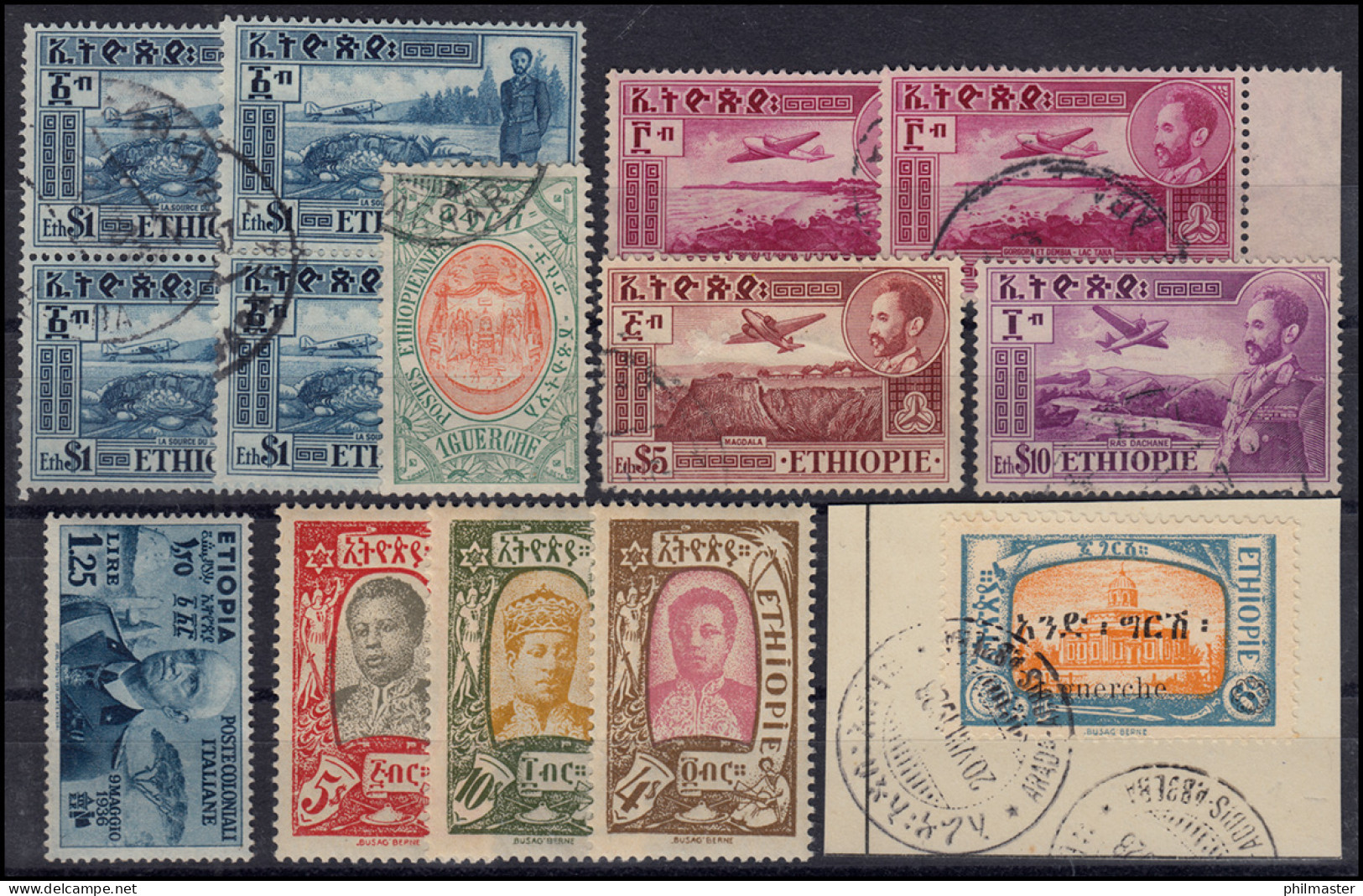 Äthiopien: Kleines Lot Aus 1920/1950 Mit 14 Werten O / * Falzspur - Sonstige & Ohne Zuordnung