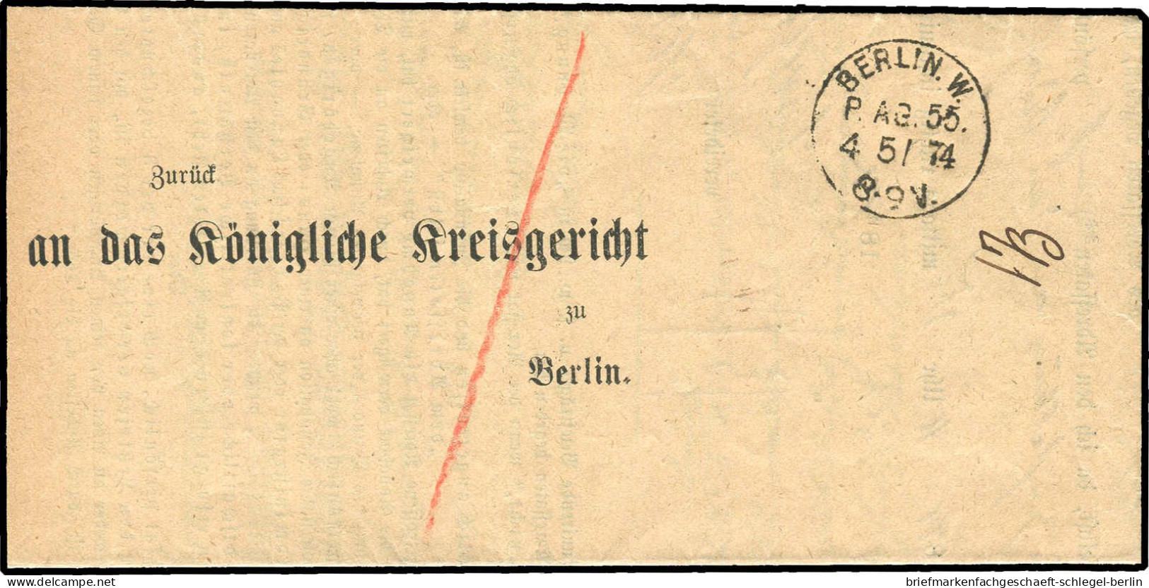 Berliner Postgeschichte, 1874, Brief - Storia Postale