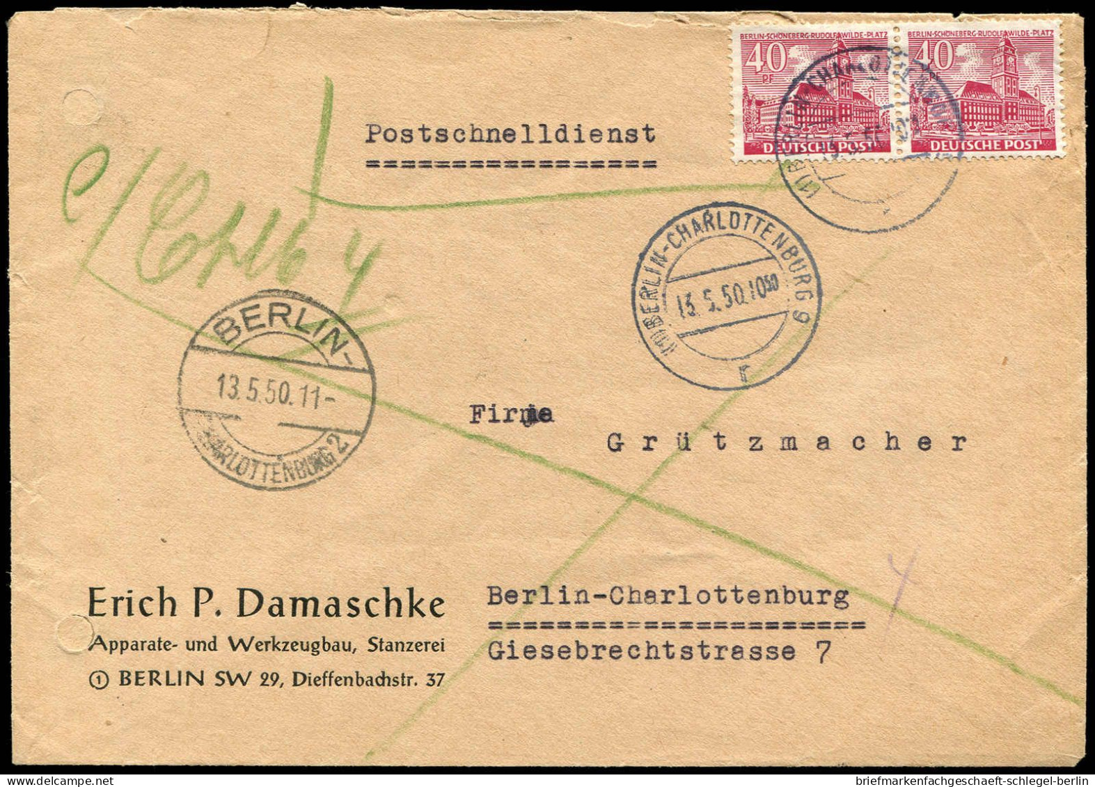 Berlin, 1950, 52 (2), Brief - Other & Unclassified