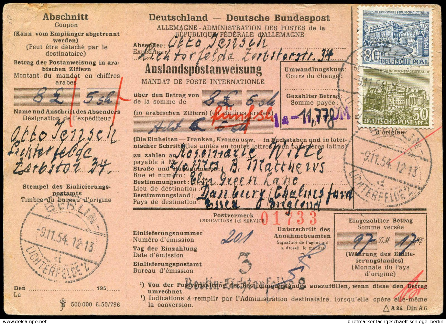 Berlin, 1954, 53, 55, Brief - Other & Unclassified