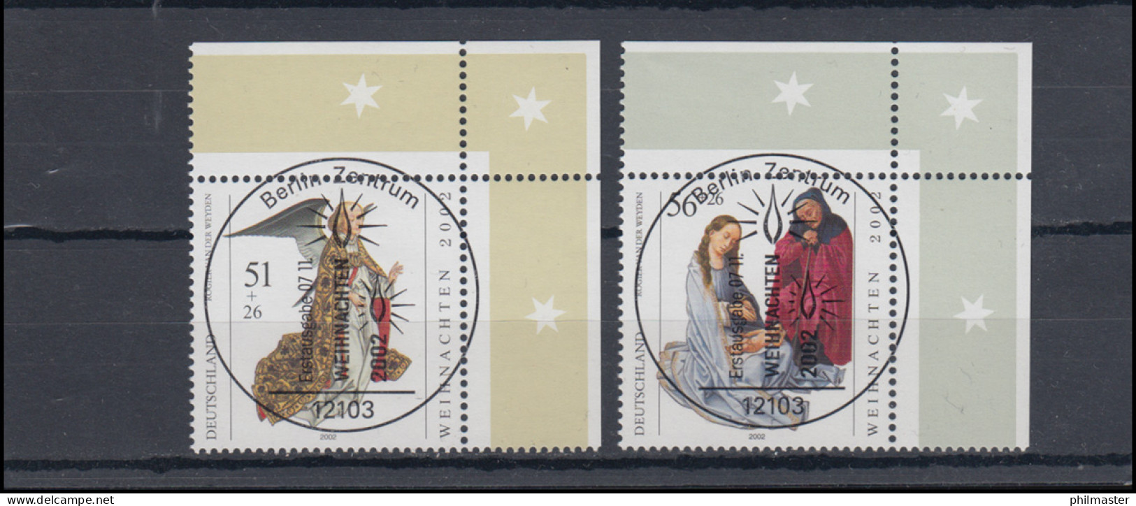 2285-2286 Weihnachten 2002: ER-Satz Oben Rechts Vollstempel ESSt Berlin - Used Stamps
