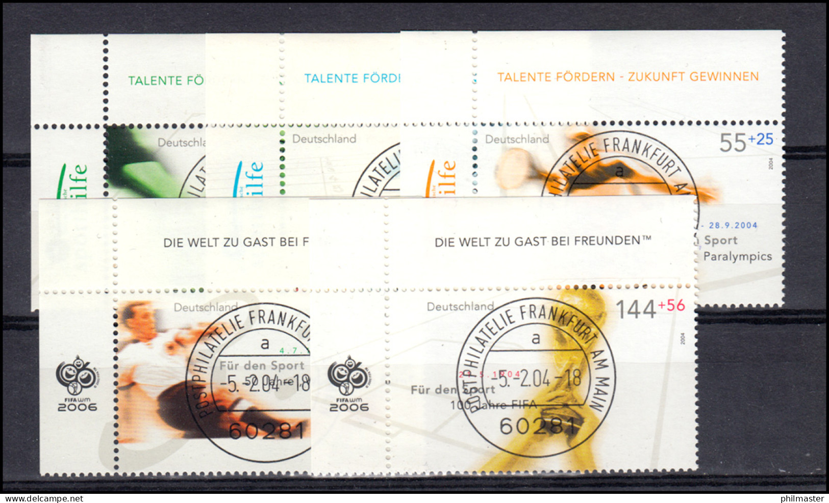 2382-2386 Sporthilfe Fußball Olympia 2004: ER-Satz O.l. Voll-O VS Frankfurt ET-O - Used Stamps