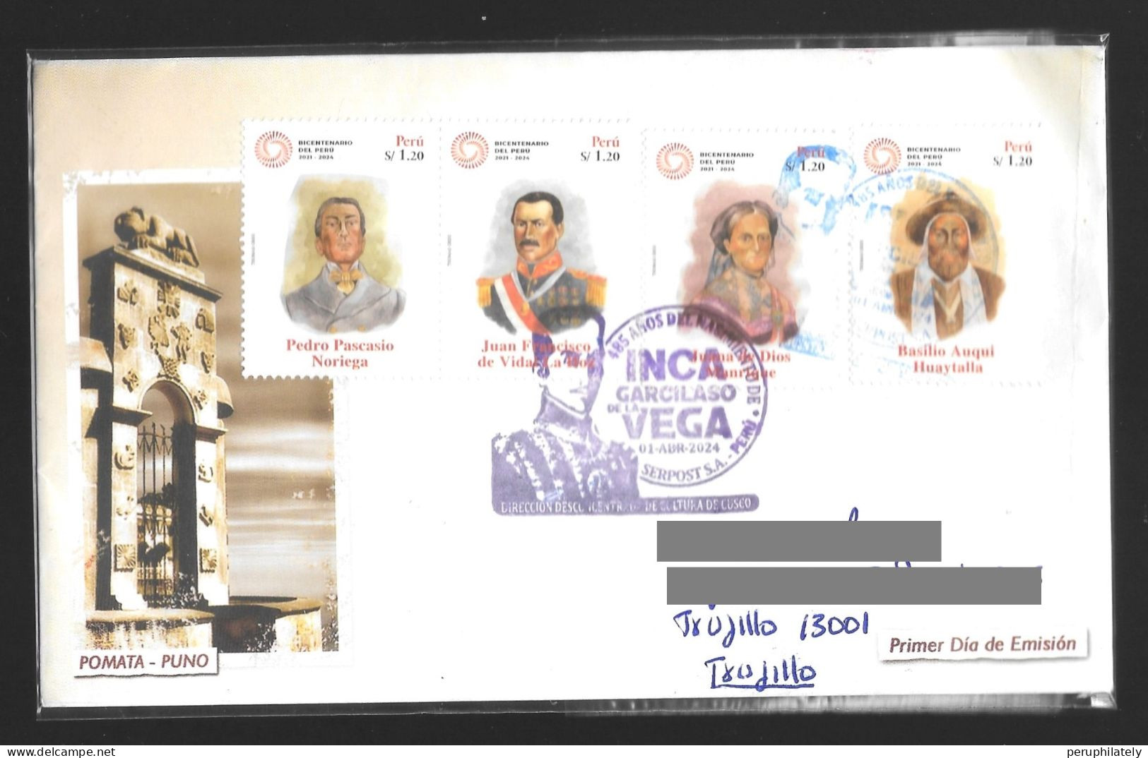Peru Cover With Bicentenary Stamps , Local Circulation , Regular Mail - Pérou