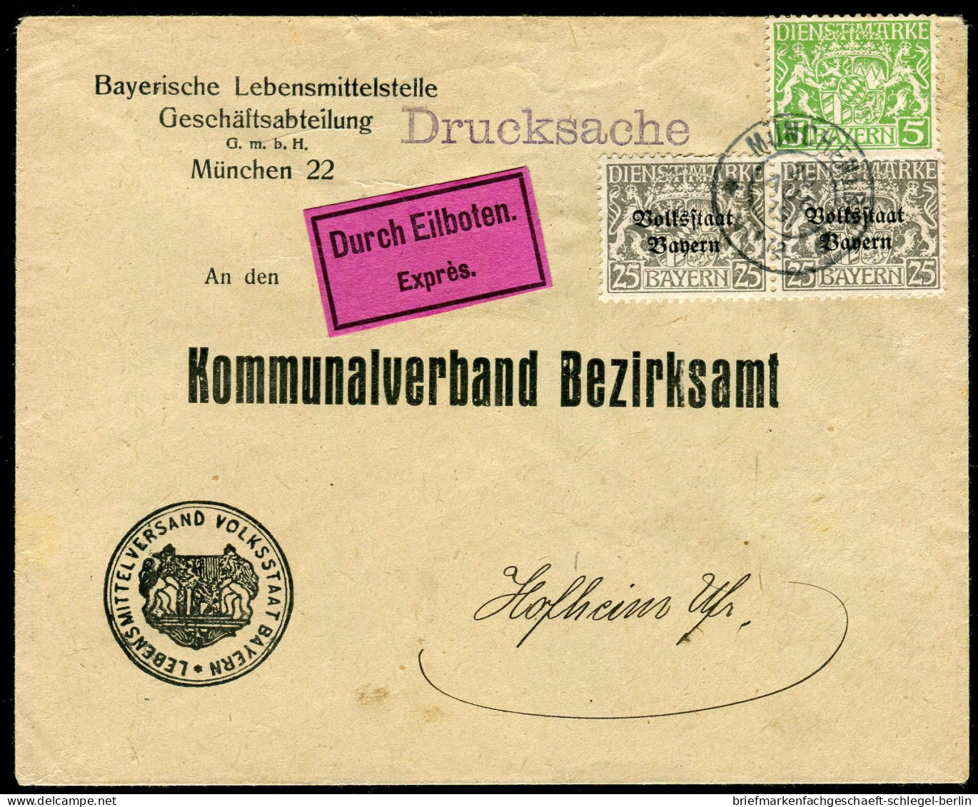 Altdeutschland Bayern, 1919, D 17 Y, 36, Brief - Cartas & Documentos