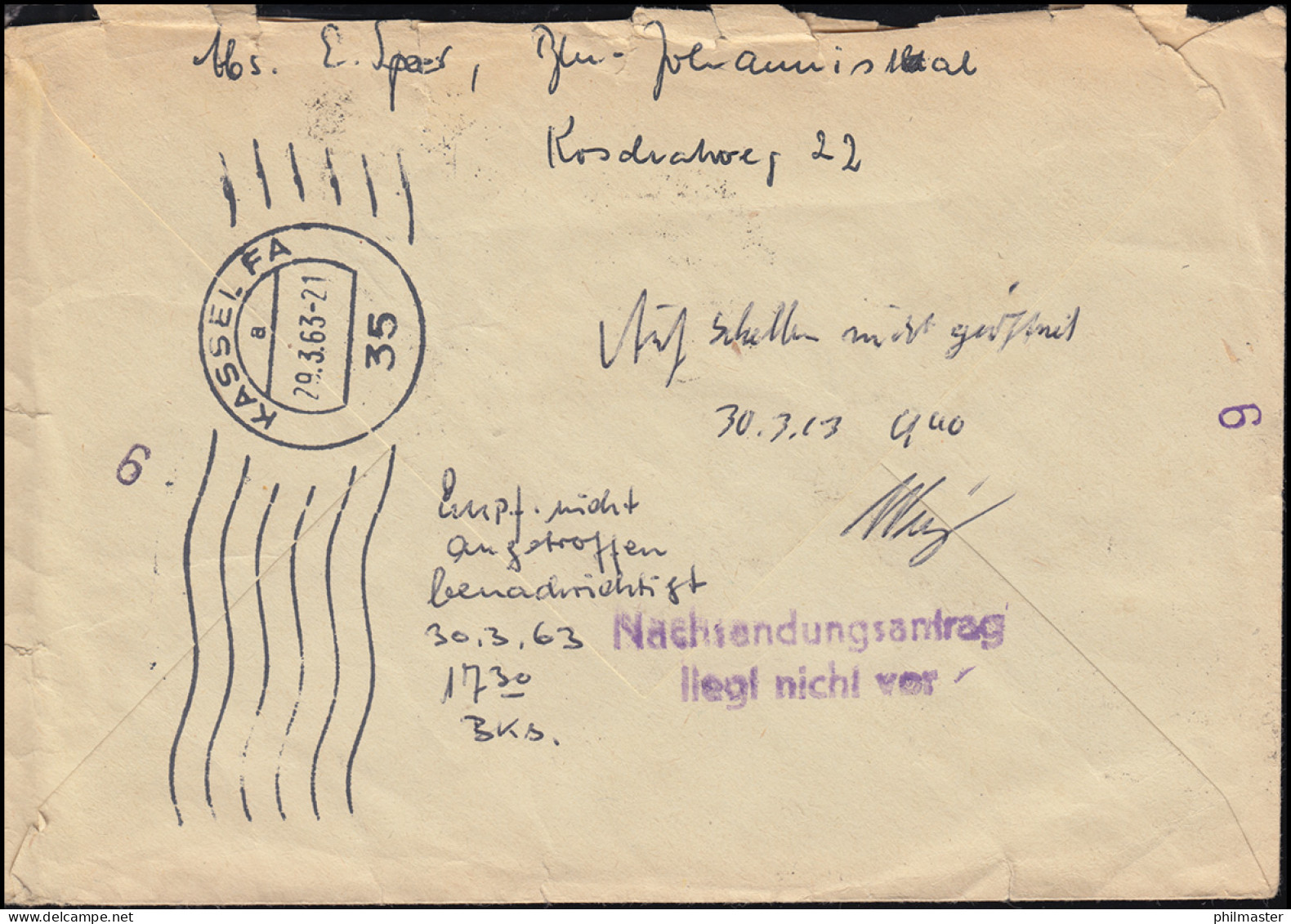 Stempel Verzögert Wegen Anhäufung DDR Eil- Und R-Brief KARL-MARX-STADT 26.3.1963 - Autres & Non Classés