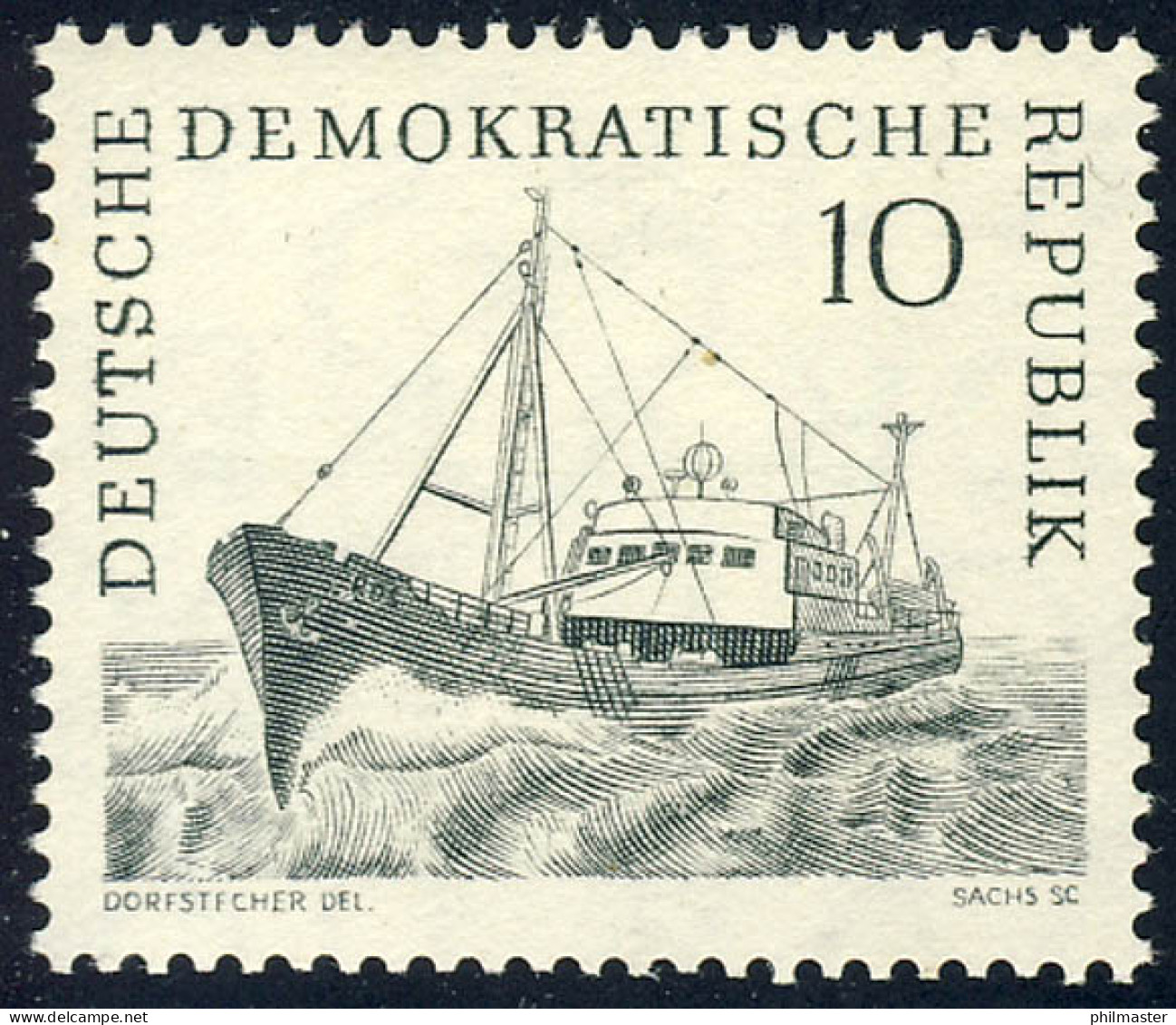 817 X Hochseefischerei Fischtrawler 10 Pf Wz.3 X ** Geprüft BPP - Unused Stamps