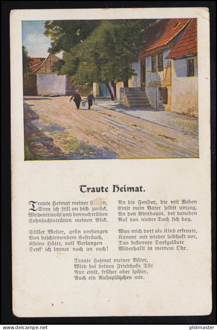 Lyrik-AK Dorfidylle Straße Mit Kindern / Traute Heimat, Feldpost 54 - 27.11.1916 - Other & Unclassified