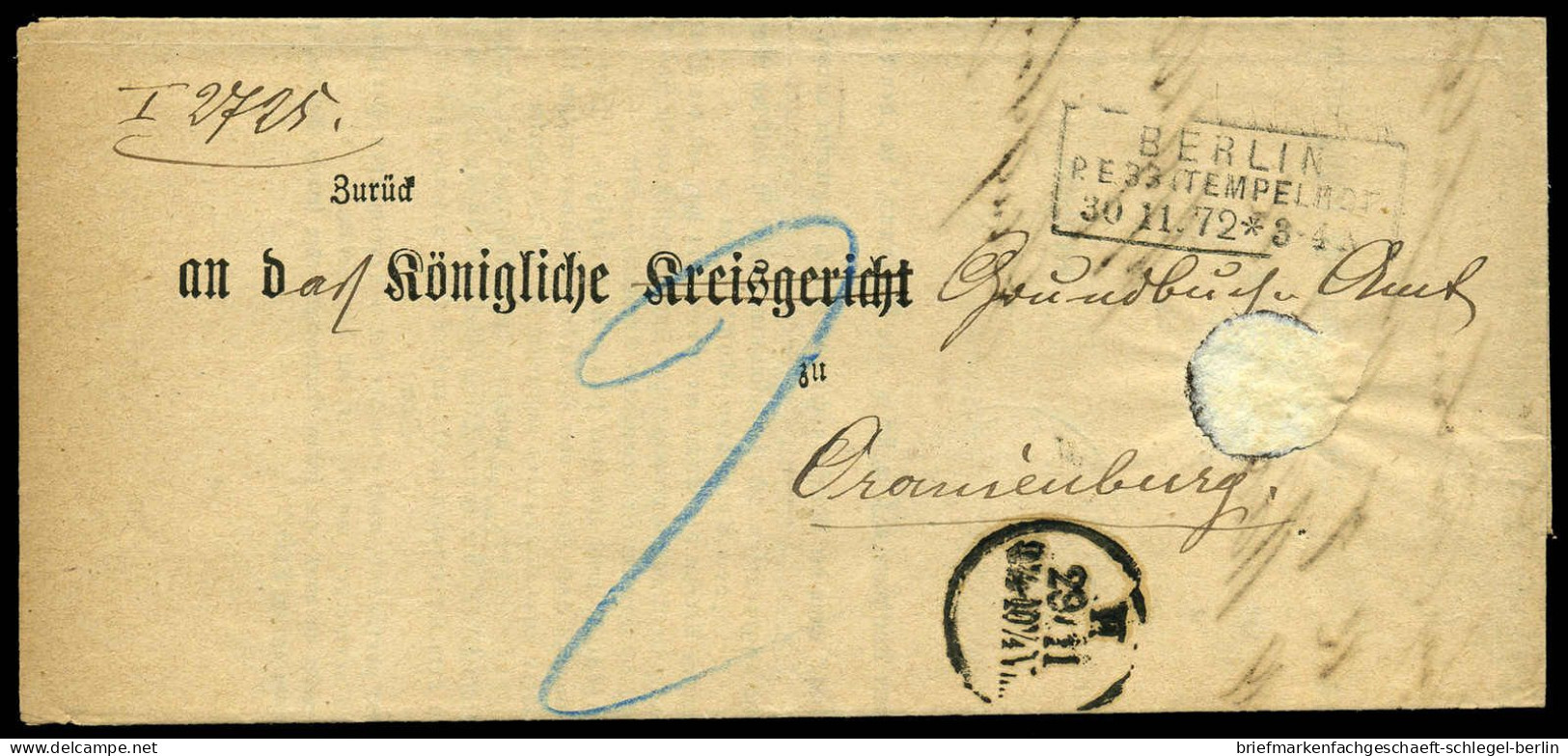 Berliner Postgeschichte, 1872, Brief - Brieven En Documenten