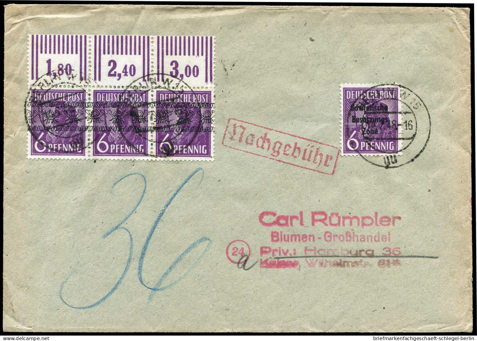 Berlin Vorläufer, 1948, 37 I OR(3) + SBZ, Brief - Otros & Sin Clasificación