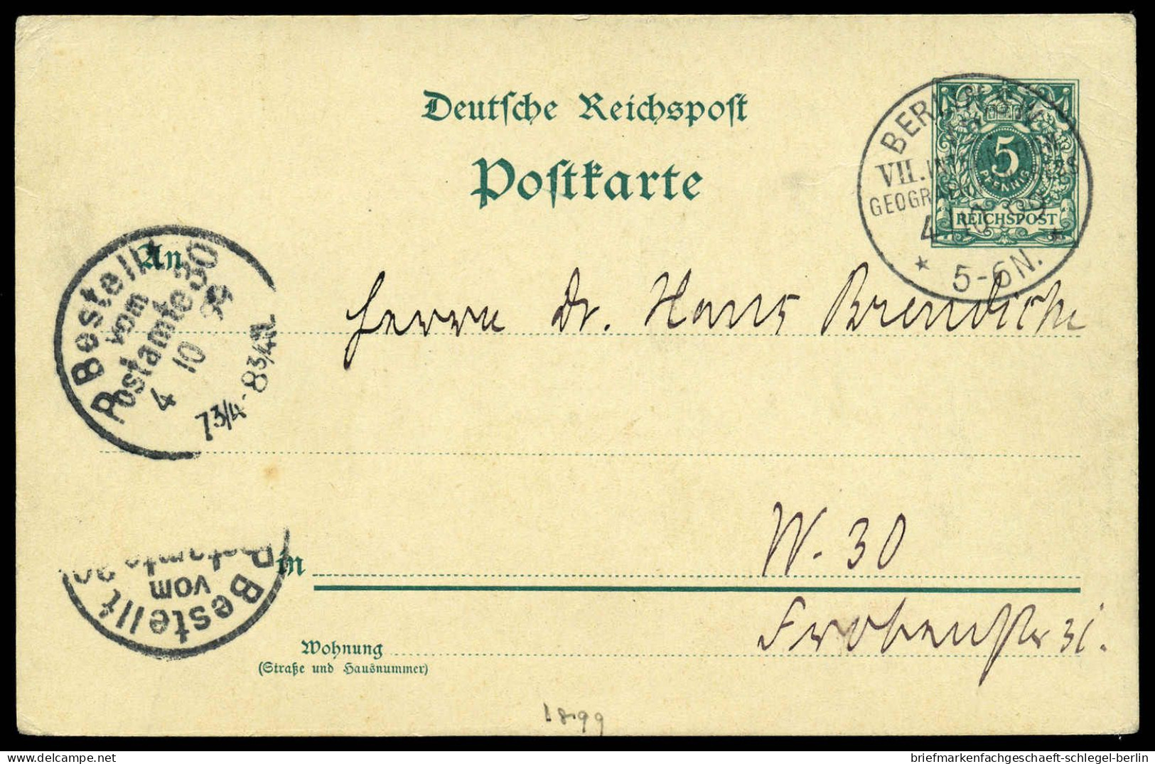 Berliner Postgeschichte, 1899, Brief - Briefe U. Dokumente