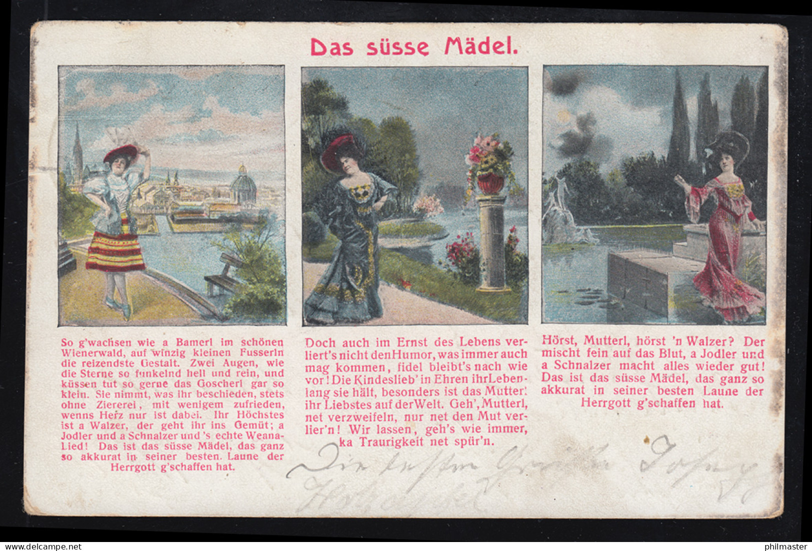 Lyrik-AK Das Süsse Mädel - 3 Bilder Mit Passendem Gedicht, NÜRNBERG 24.9.1906 - Other & Unclassified