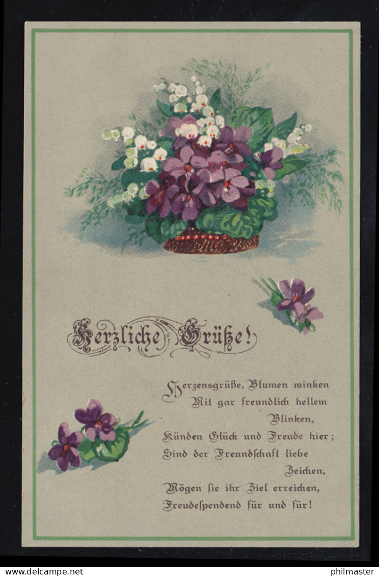 Lyrik-AK Glückwünsche: Herzensgrüße, Blumen Winken, ... BERSENBRÜCK 25.6.1917 - Autres & Non Classés