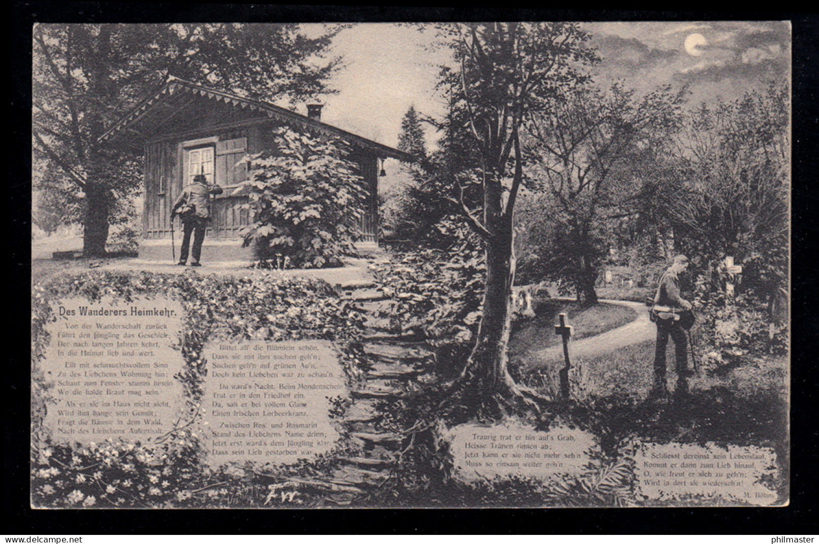 Lyrik-AK M. Böhm: Des Wanderers Heimkehr, ZÜRICH BAHNHOF 1.10.1906 - Sonstige & Ohne Zuordnung