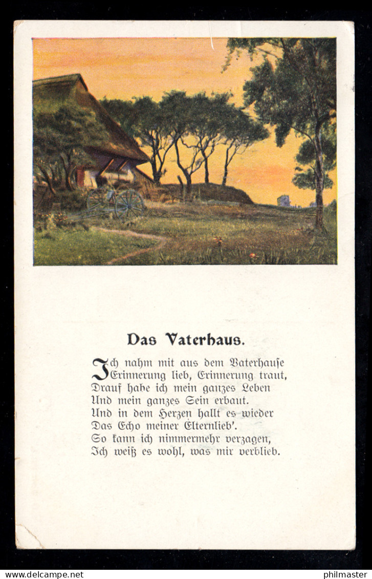 Lyrik-AK Landschaftsbild, Gedicht Das Vaterhaus, CÖLN-EHRENFELD 30.4.1916 - Sonstige & Ohne Zuordnung