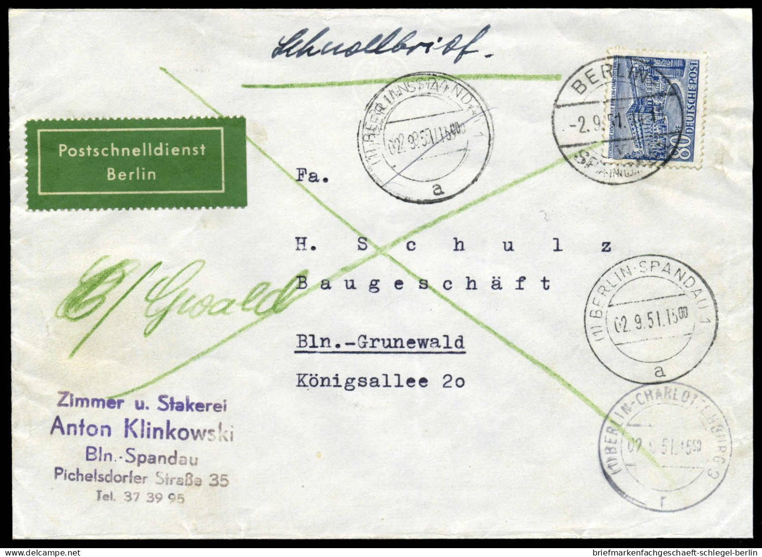 Berlin, 1951, 55, Brief - Andere & Zonder Classificatie