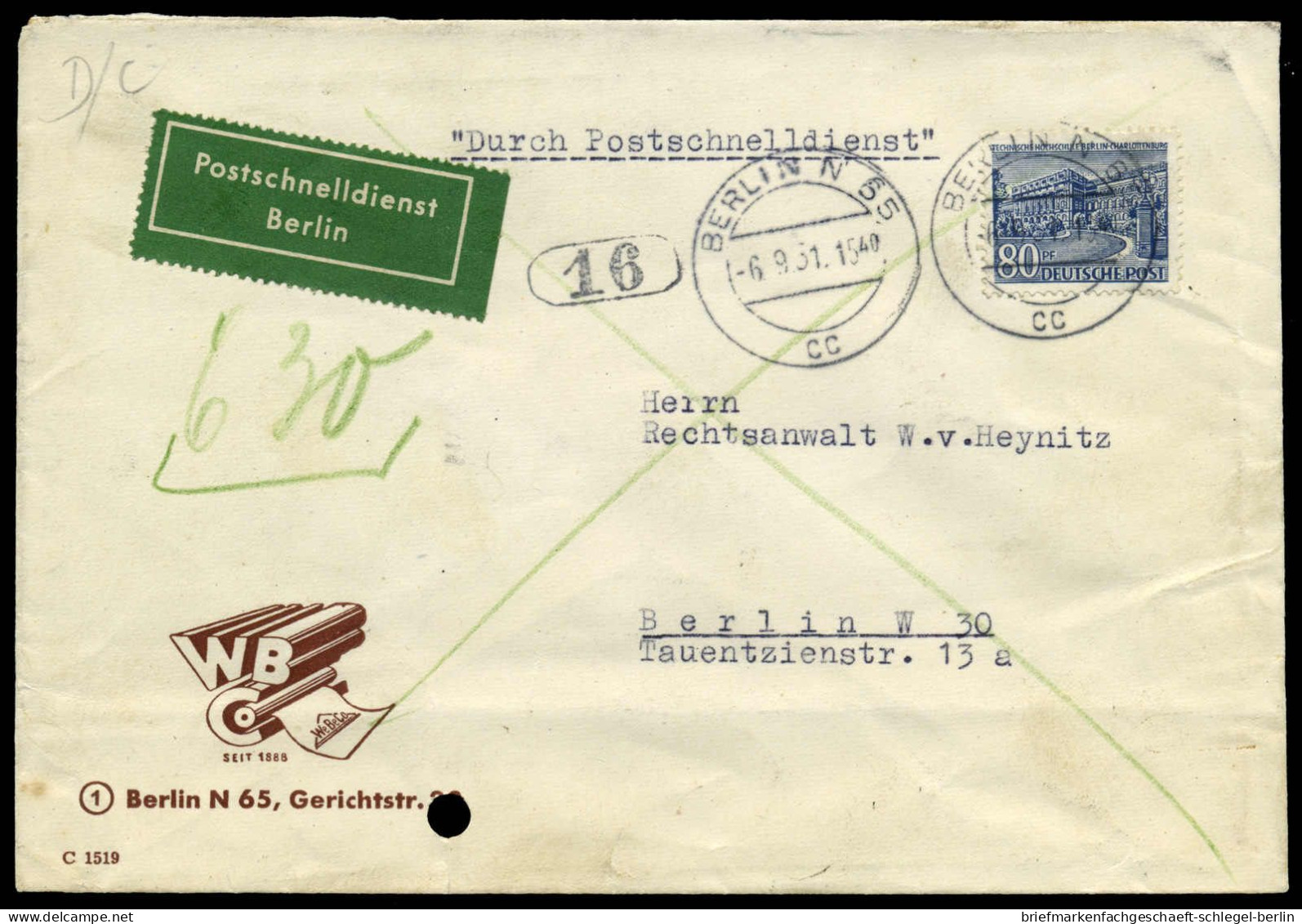 Berlin, 1951, 55, Brief - Andere & Zonder Classificatie