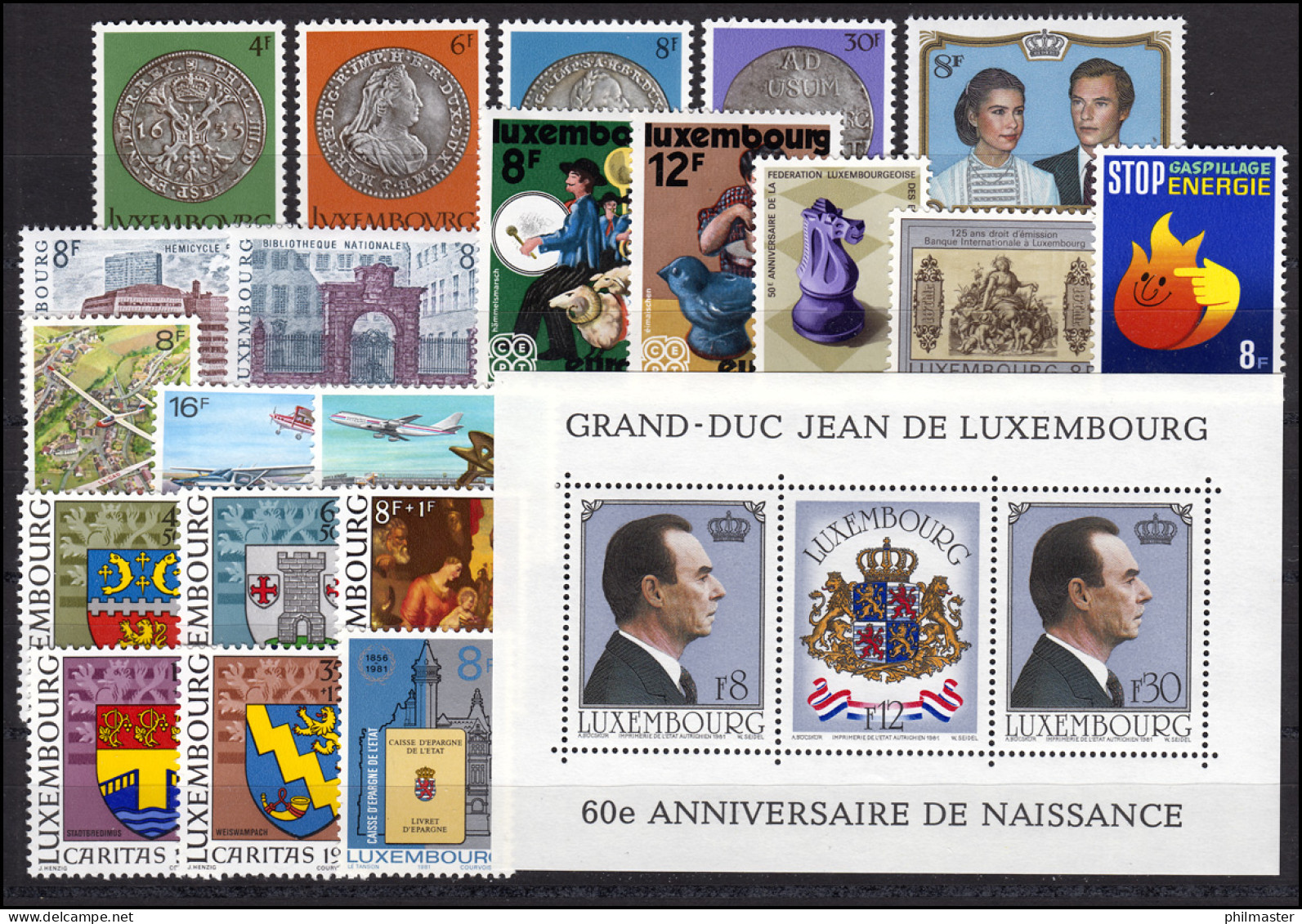 1022-1045 Luxemburg Jahrgang 1981 Komplett, Postfrisch - Sonstige & Ohne Zuordnung