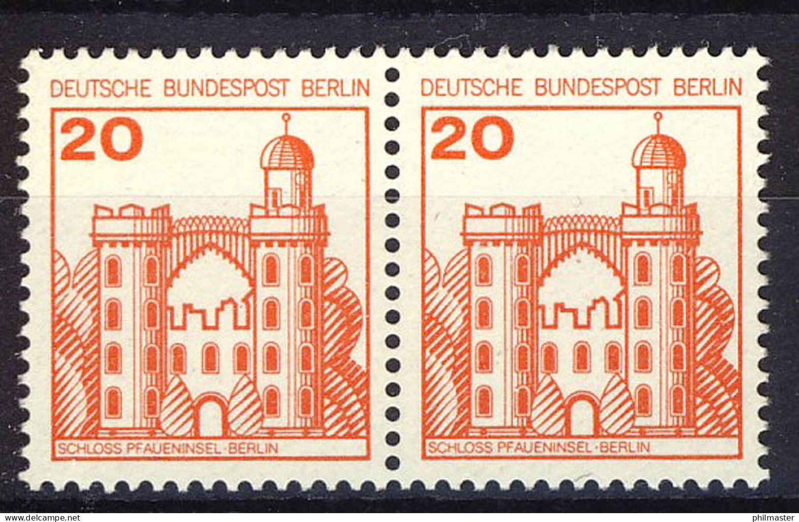 533 Burgen U.Schl. 20 Pf Waag. Paar ** Postfrisch - Neufs