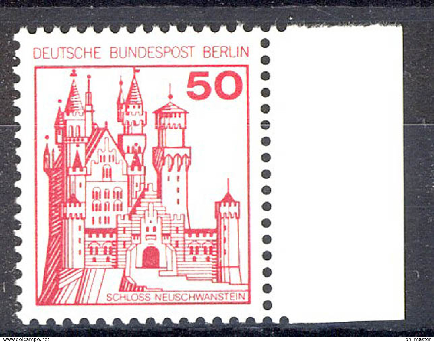 536 Burgen U.Schl. 50 Pf Seitenrand Re. ** Postfrisch - Unused Stamps